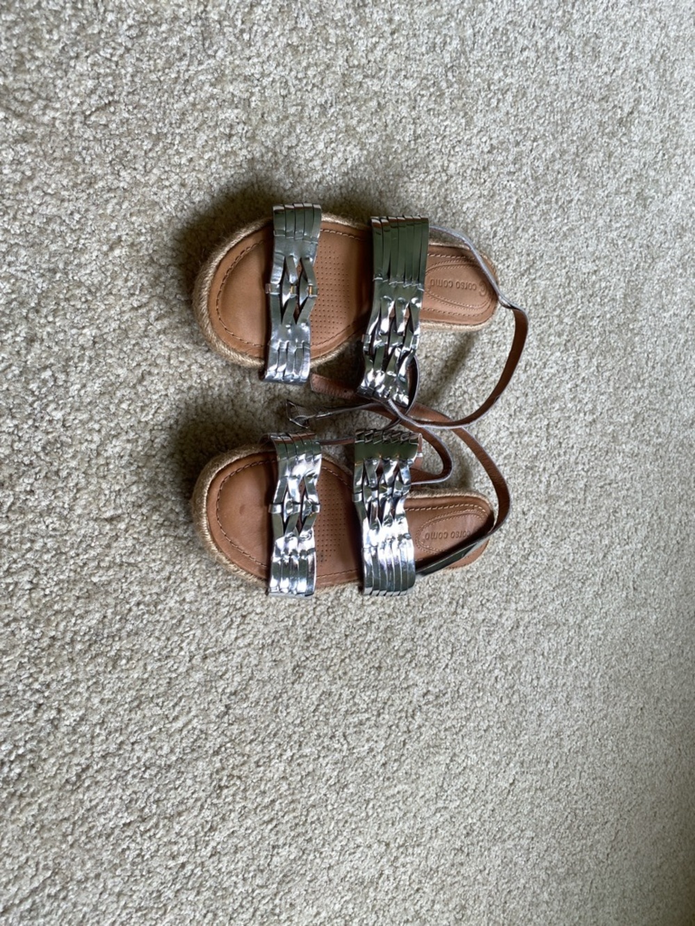 Corso Como Women’s  Metallic Silver Strappy Sandals